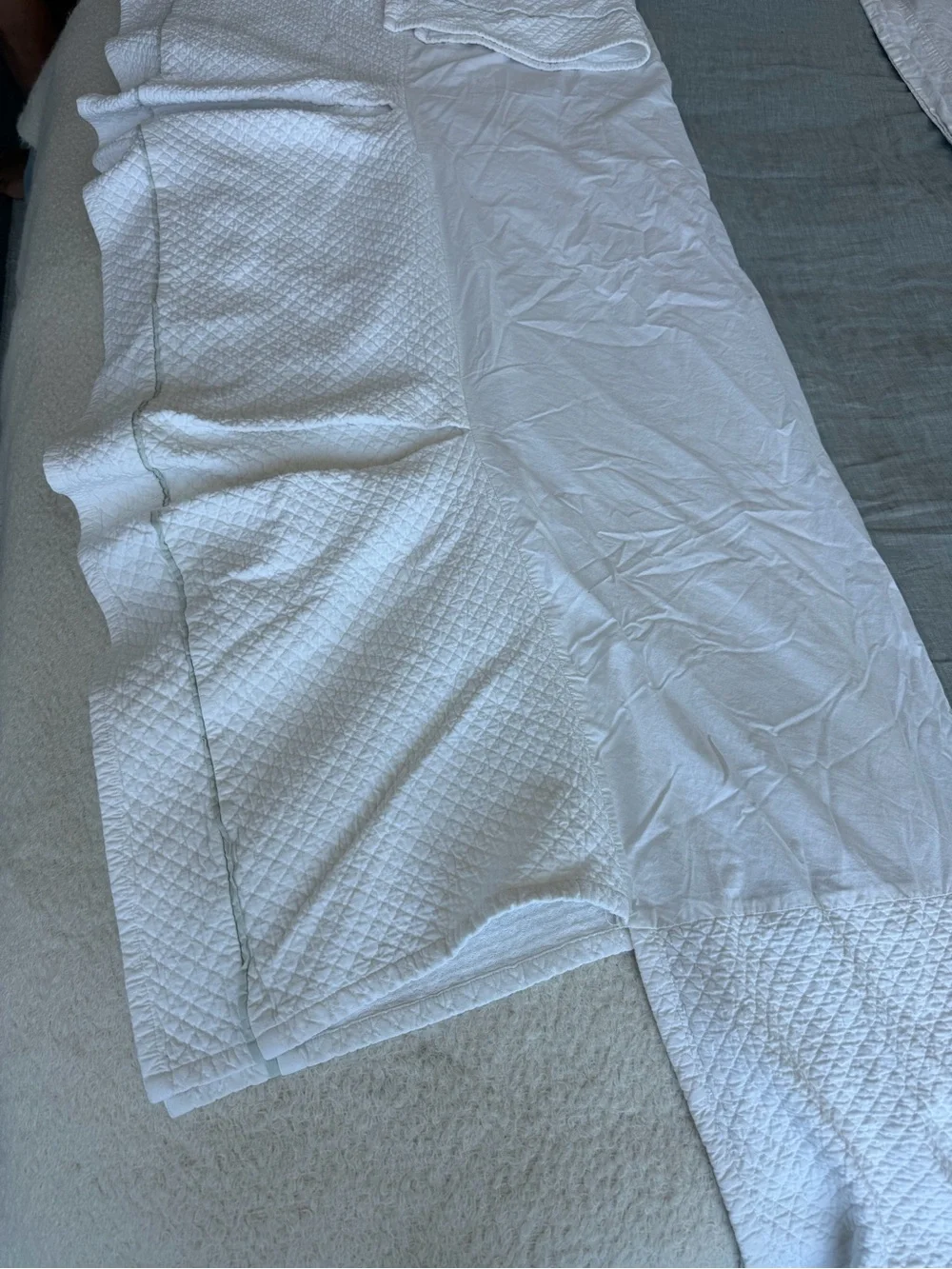 Restoration hardware baby & child matelasse crib Skirt with Light green Trim